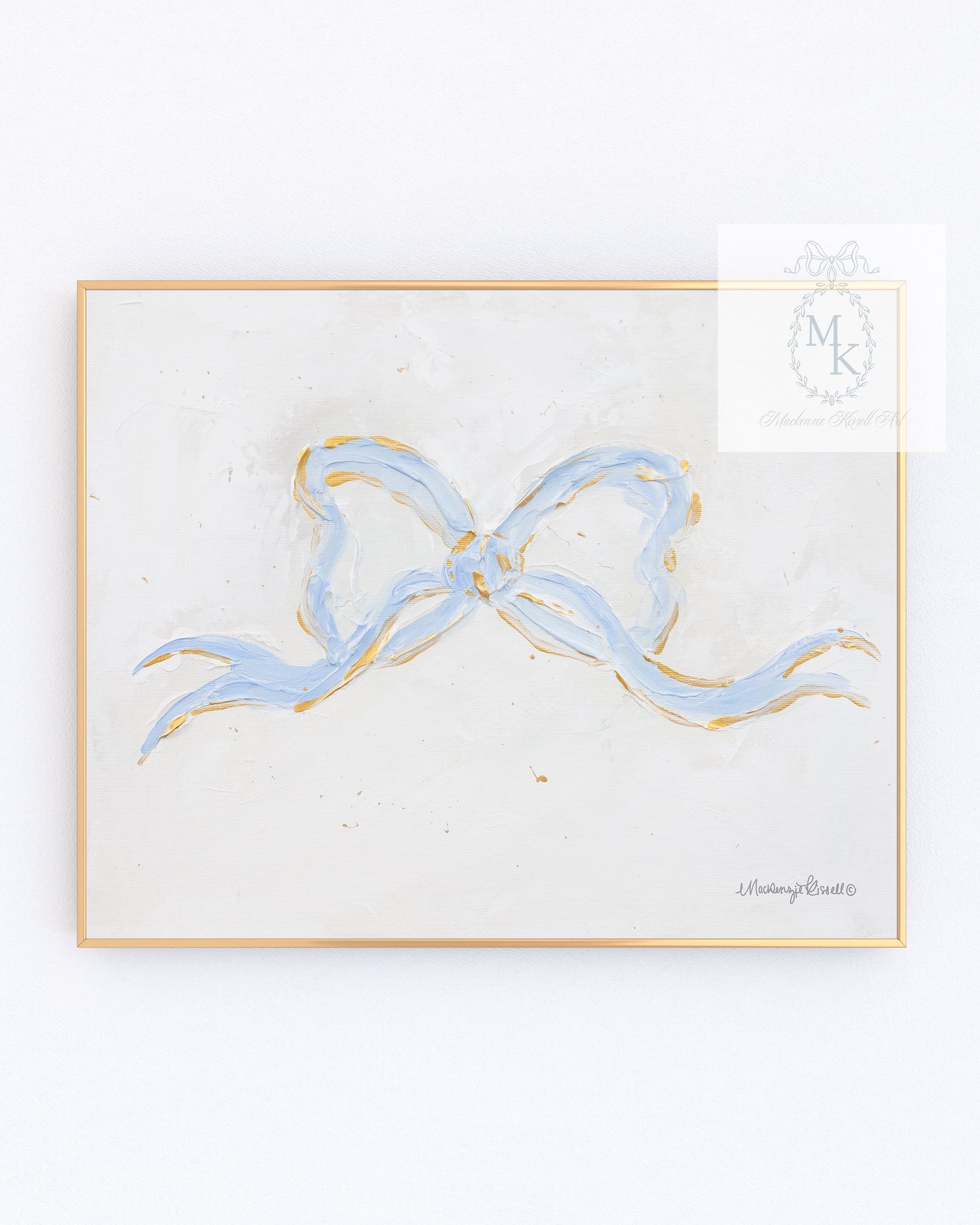'French Blue Bow' Paper Print