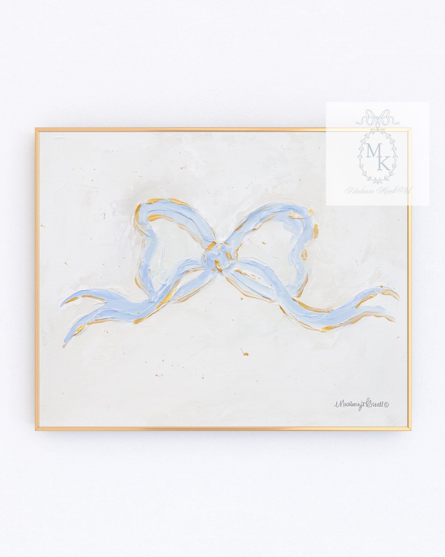 'French Blue Bow' Paper Print