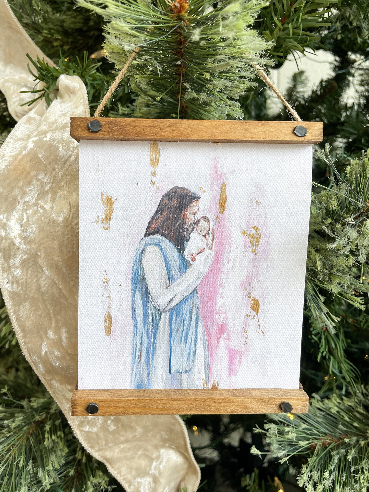 Wood Framed Canvas Ornaments