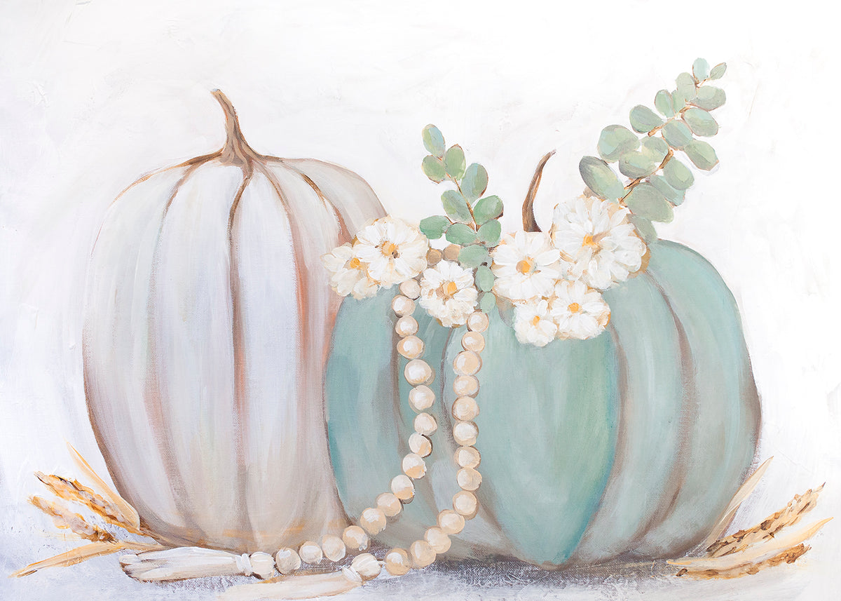Farmhouse Pumpkin Arrangement Paper Print