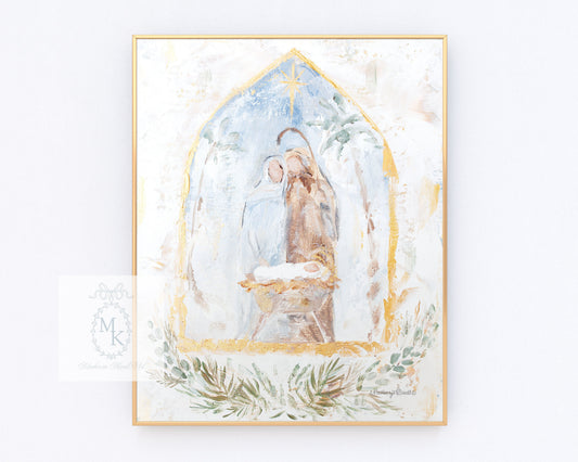 'Holy Family Creche' Paper Print