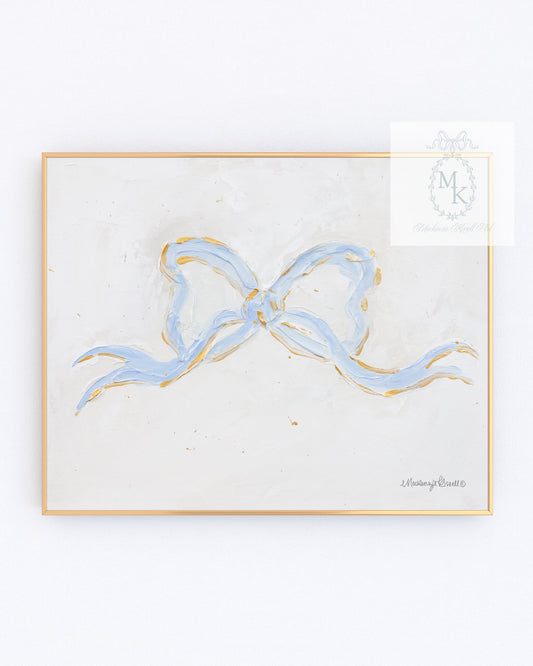 'French Blue Bow' Paper Print