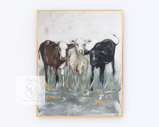 Spring Babies' Cow Paper Print