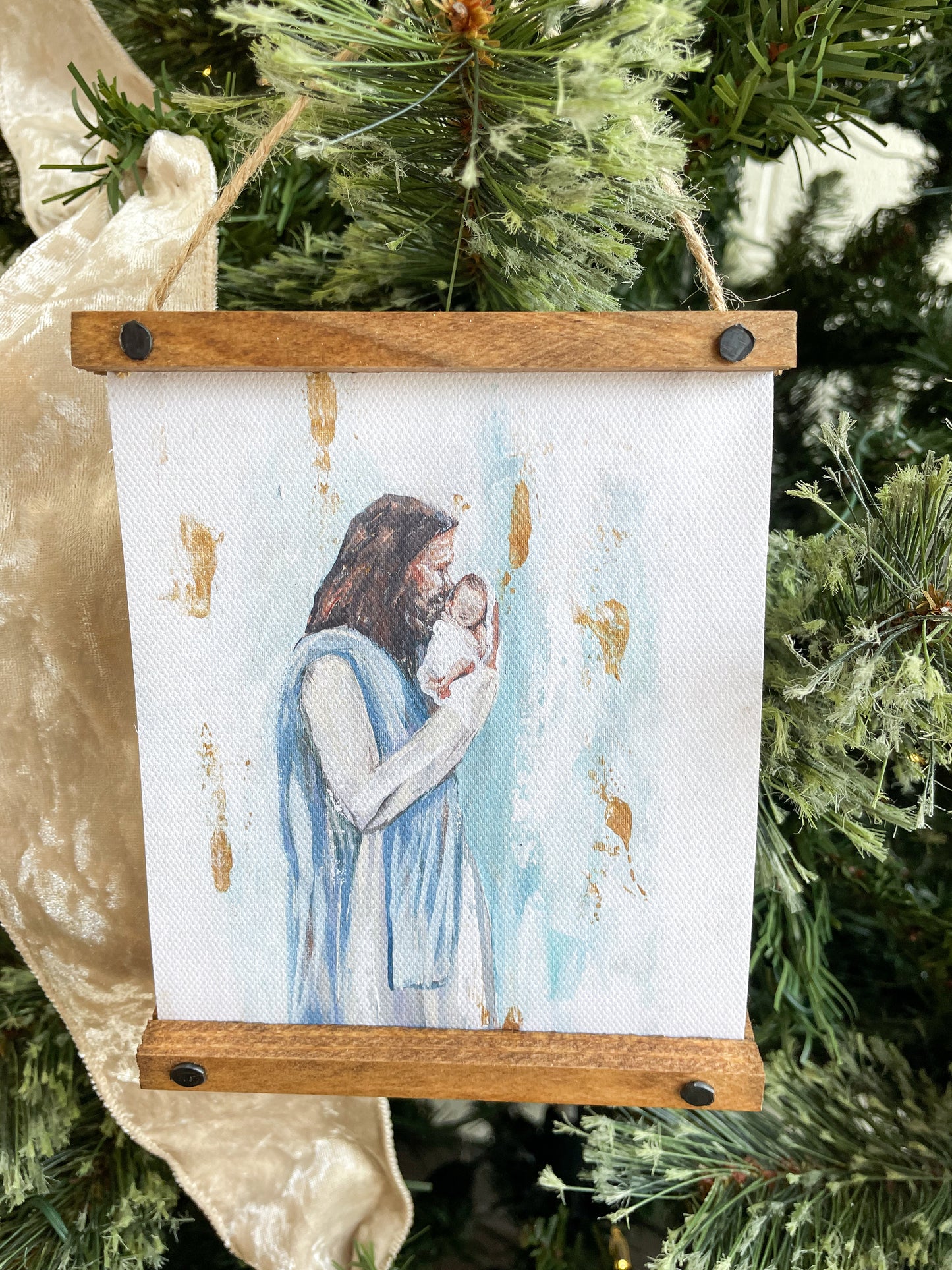 Wood Framed Canvas Ornaments