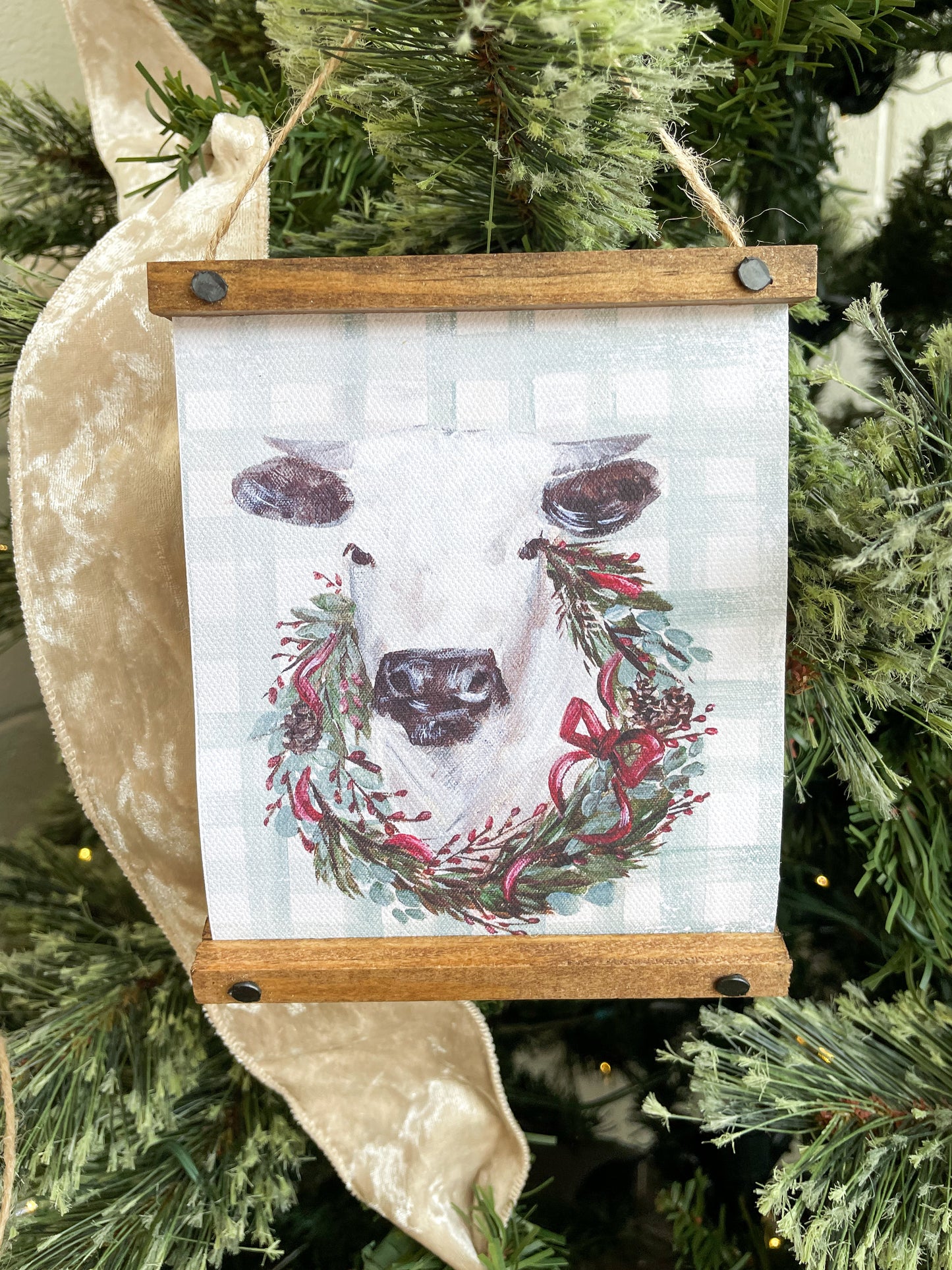 Wood Framed Canvas Ornaments