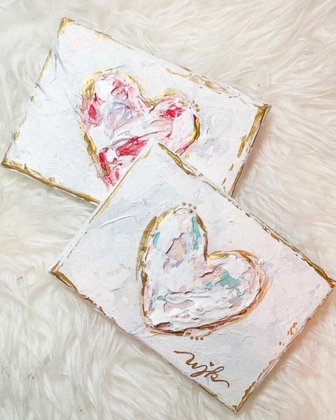 Valentine’s Day Hearts on Canvas - custom vday painting - Valentine Art