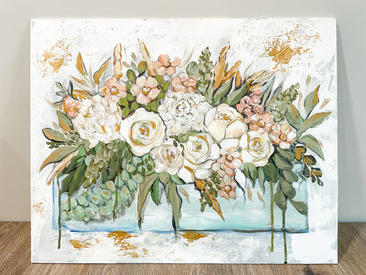 ORIGINAL "Box of Flowers" 16x20 Canvas Panel RTS