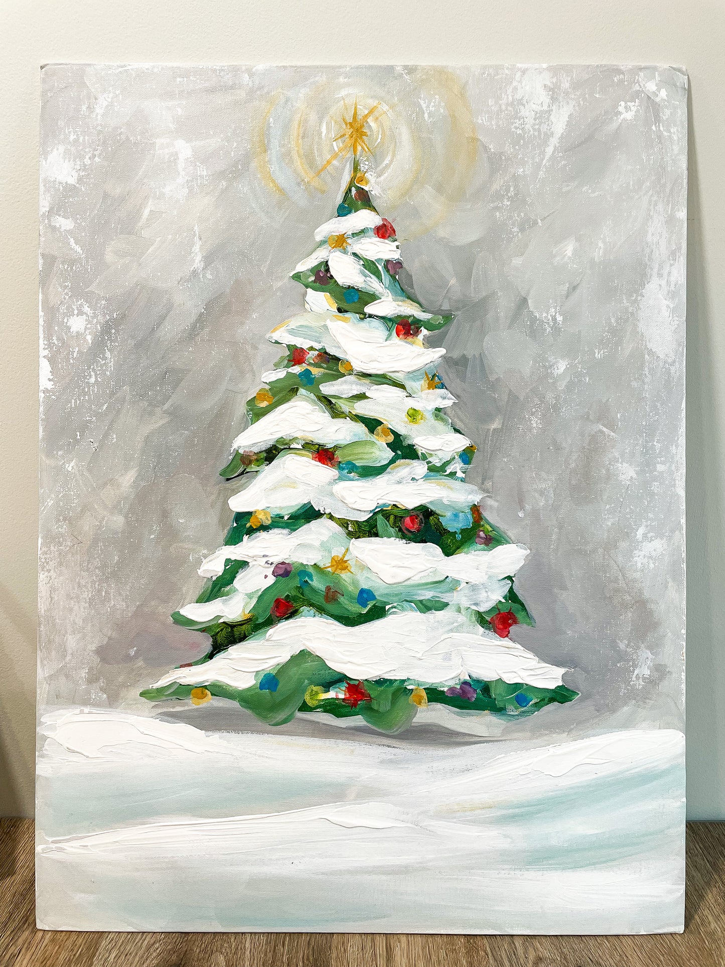 ORIGINAL "Snowcovered Tree" 18x24 Canvas Panel RTS