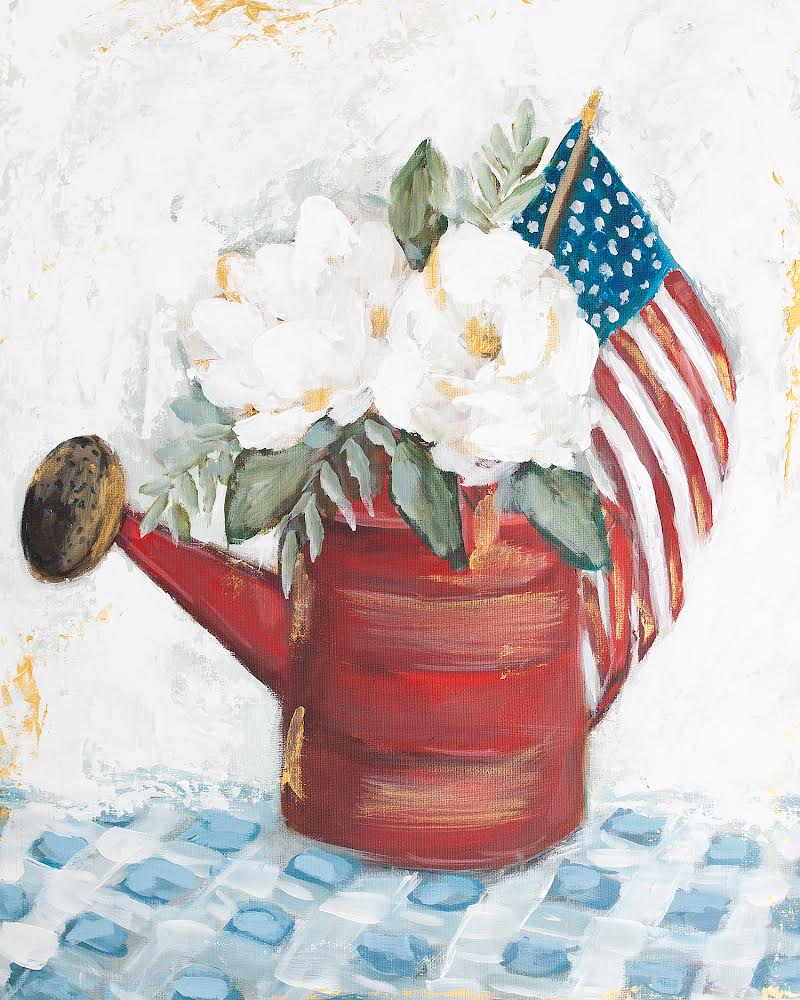 “Freedom Floral” Magnolia American Flag Paper Print