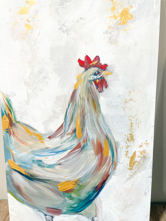 ORIGINAL "Chickens" 12x24 Canvas Panel SET OF TWO RTS
