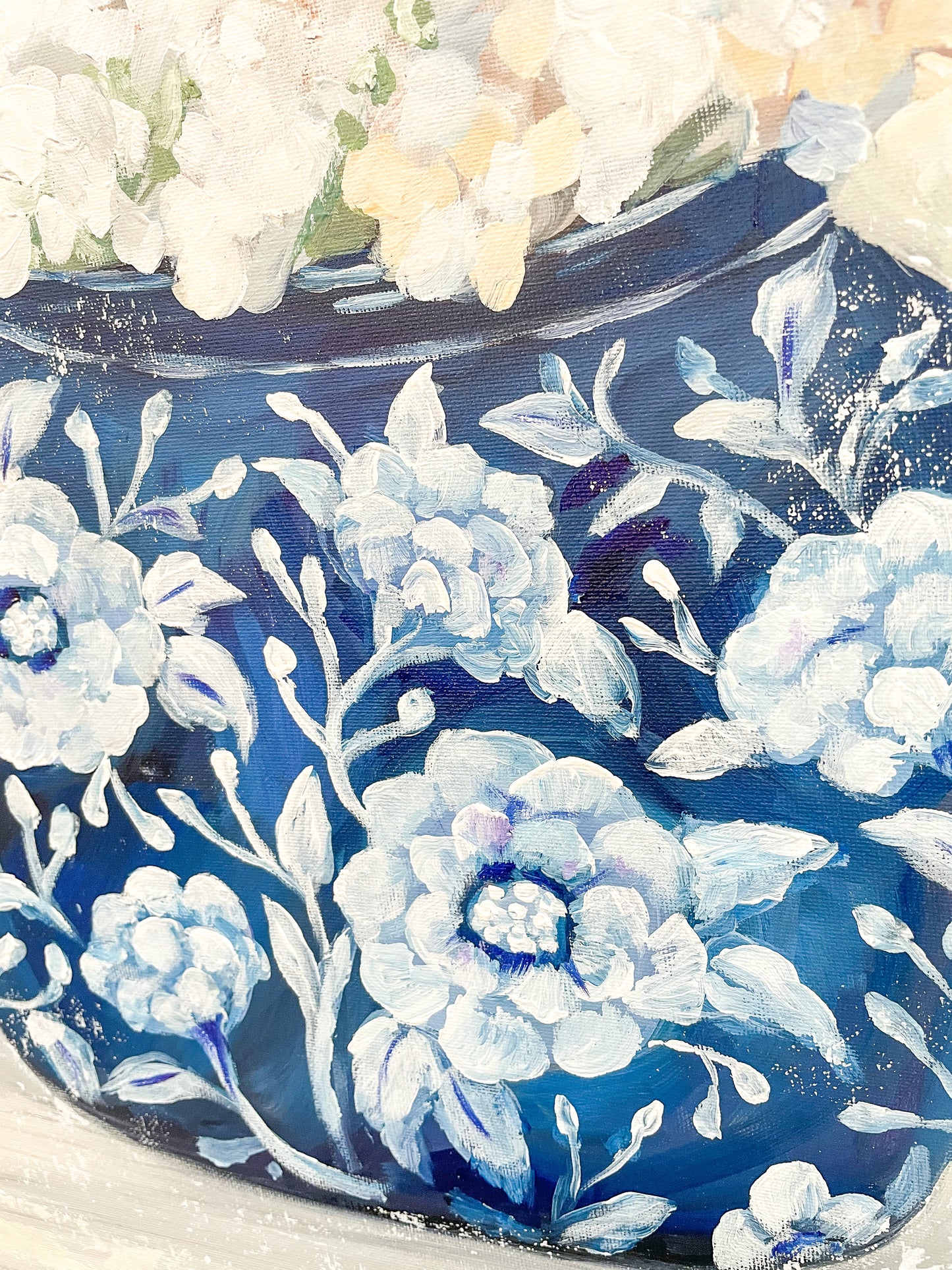 ORIGINAL "Pretty Petals in Blue" 18x24 Canvas Panel RTS