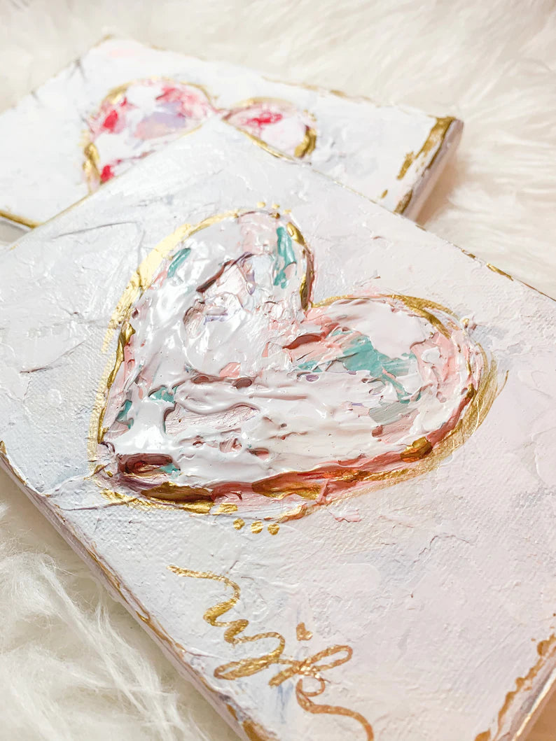 Valentine’s Day Hearts on Canvas - custom vday painting - Valentine Art