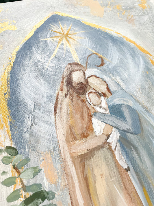 ORIGINAL "Sweet Nativity" 16x20 Canvas Panel RTS