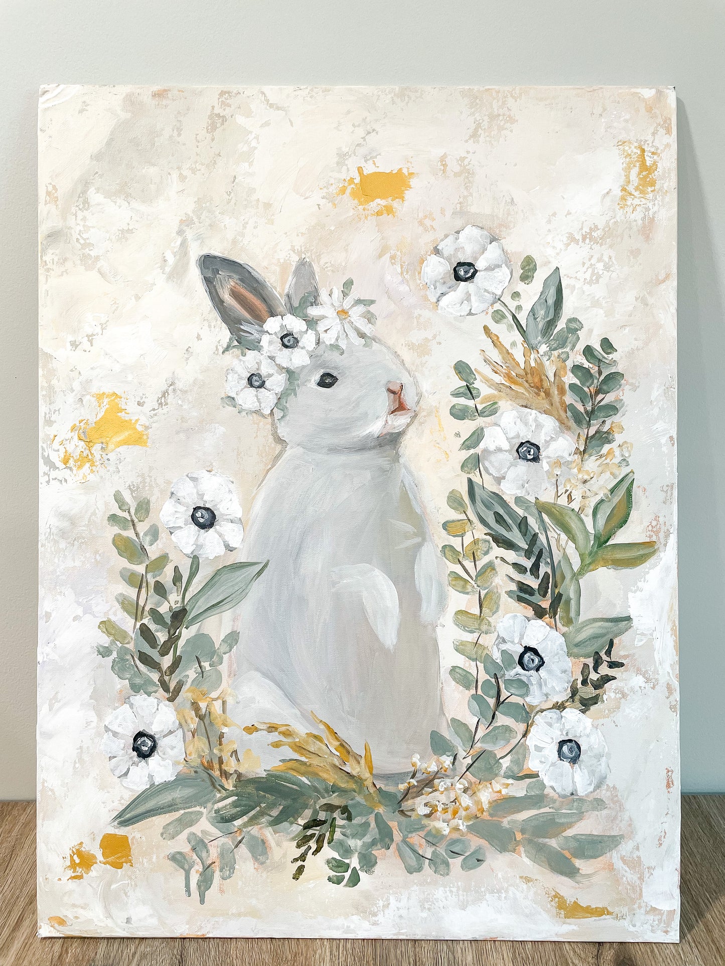 ORIGINAL "Sweet Sunshine Bunny" 18x24 Canvas Panel RTS
